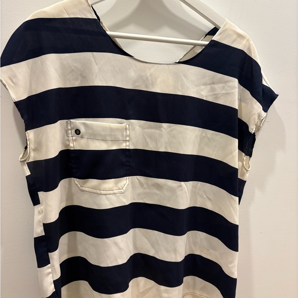 Striped Navy and White Women's Top